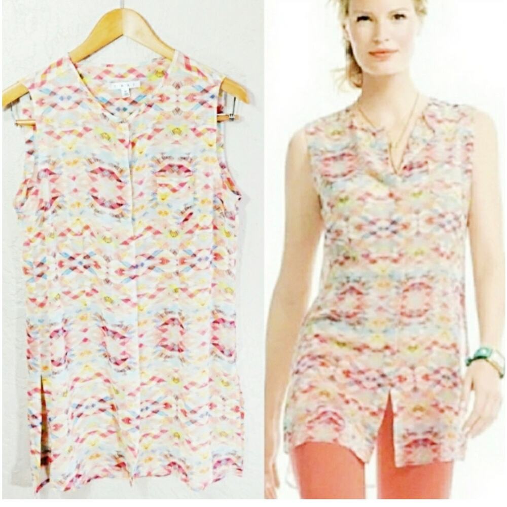 CAbi Sleeveless Printed Tunic – Pastel Pink, Yellow, Blue